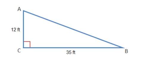 Which is the length of the hypotenuse of the triangle a. 94ft b. 214 ft c. 33ft d. 37 ft