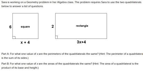 Sara is working on a geometry problem in her algebra class. the problem requires sara to use the two