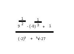 Solve the expression 9 1/2 - (-8) 1/3 + 1 divided by (-2)² + ³√-27 if you don't understand look the