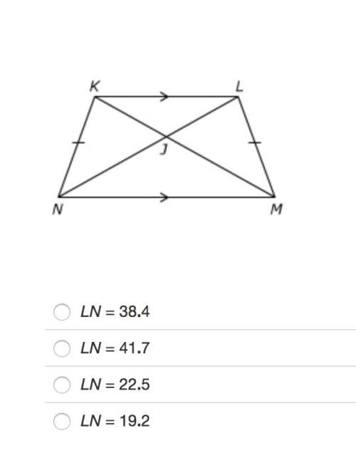 In trapezoid klmn, kj=19.2 and jm=22.5. identify ln.