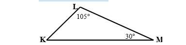 Given: △klm, lm=20 3 m∠k=105°, m∠m=30° find: kl and km