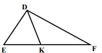 Suppose dk is an angle bisector of △def. given: ek=2, fk=5, df=10. find de.