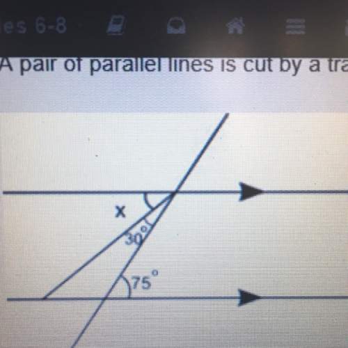 What is the measure of angle x? 10 15 45 60
