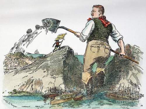 According to this cartoon, who had the power in the panama canal digging? america cuba panama peru&lt;