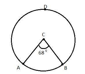 Points aa and bb lie on circle cc, and point dd lies on the major arc formed by aa and bb. the measu