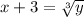 x + 3 = \sqrt[3]{y}