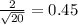 \frac{2}{\sqrt{20}}=0.45