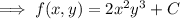 \implies f(x,y)=2x^2y^3+C