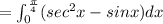 =\int_{0}^{\frac{\pi}{4}} (sec^2x-sinx) dx