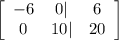 \left[\begin{array}{ccc}-6&0|&6\\0&10|&20\end{array}\right]