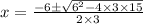 x=\frac{-6\pm \sqrt{6^2-4\times 3\times 15}}{2\times 3}