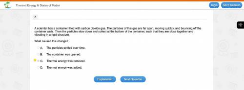 Ascientist has a container filled with carbon dioxide gas. the particles of this gas are far apart,