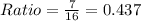 Ratio=\frac{7}{16}=0.437
