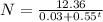 N=\frac{12.36}{0.03+0.55^t}