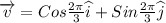 \overrightarrow{v}=Cos\frac{2\pi }{3}\widehat{i}+Sin\frac{2\pi }{3}\widehat{j}