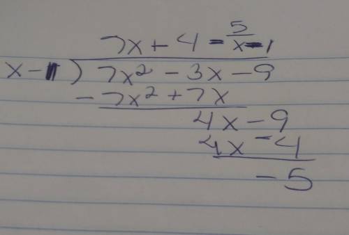 What is the quotient?  x-1 divided by 7x2 - 3x - 9