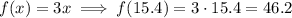 f(x)=3x \implies f(15.4)=3\cdot 15.4 = 46.2