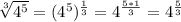 \sqrt[3]{4^5}=(4^5)^{\frac{1}{3}}=4^{\frac{5*1}{3}}=4^{\frac{5}{3}}