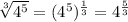 \sqrt[3]{4^5}=(4^5)^{\frac{1}{3}}=4^{\frac{5}{3}}