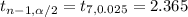 t_{n-1,\alpha/2}=t_{7,0.025}=2.365