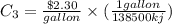 C_{3}=\frac{\$ 2.30}{gallon}\times(\frac{1 gallon }{138500kj})