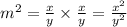 m^2 = \frac{x}{y} \times\frac{x}{y} = \frac{x^2}{y^2}