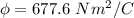 \phi=677.6\ Nm^2/C