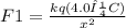 F1 = \frac{k q ( 4.0 μC )}{ x^2}