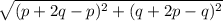 \sqrt{( p+2q-p)^{2} + (q+2p-q)^{2}