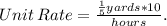 Unit\: Rate=\frac{\frac{1}{5} yards*10}{hours}.