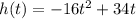 h(t)=-16t^2+34t