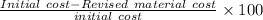 \frac{Initial\ cost - Revised\ material\ cost}{initial\ cost}\times100