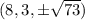(8,3,\pm\sqrt{73})