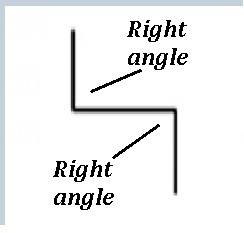 The following drawing contains two  angles. a. right b. acute c. obtuse d. vertical