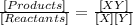 \frac{[Products]}{[Reactants]}=\frac{[XY]}{[X][Y]}