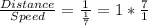 \frac{Distance}{Speed} =  \frac{1}{ \frac{1}{7} } = 1 *  \frac{7}{1}