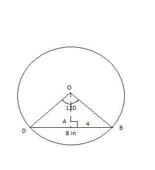 Asegment of a circle has a 120 arc and a chord of 8in. find the area of the segment