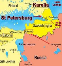 Show a map of russia where the port of st. petersburg via the baltic sea