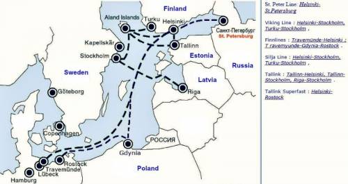 Show a map of russia where the port of st. petersburg via the baltic sea