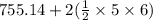 755.14+2 (\frac{1}{2} \times 5\times 6)