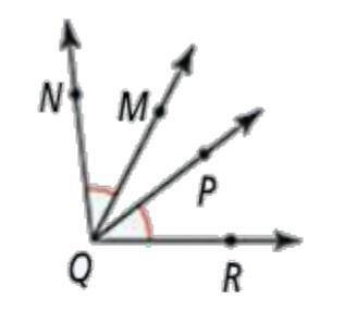 If m <  nqm = 2x+8 and m <  pqr = x+22 find the value of x