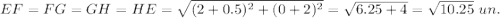 EF=FG=GH=HE=\sqrt{(2+0.5)^2+(0+2)^2}=\sqrt{6.25+4}=\sqrt{10.25}\ un.