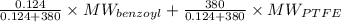 \frac{0.124}{0.124 + 380} \times MW_{benzoyl} + \frac{380}{0.124 + 380} \times MW_{PTFE}