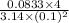 \frac{0.0833 \times 4}{3.14 \times (0.1)^{2}}