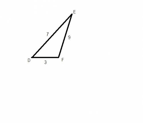 List the angles of triangle def in order from smallest to largest measure if de equals 7 ef equals 9