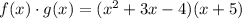 f(x) \cdot g(x)=(x^2+3x-4)(x+5)
