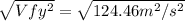 \sqrt{Vfy^{2}} = \sqrt{124.46m^{2}/s^{2}}