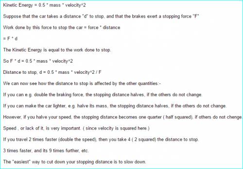 How does kinetic energy affect the stopping distance of a small vehicle compared to a large vehicle?