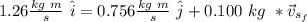 1.26 \frac{kg \ m}{s} \ \hat{i} = 0.756 \frac{kg \ m}{s} \ \hat{j}+  0.100 \  kg \ *  \vec{v}_{s_f}