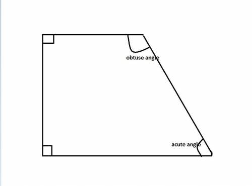 Draw an example of a shape that has at least one right angle one angle less than a right angle and o